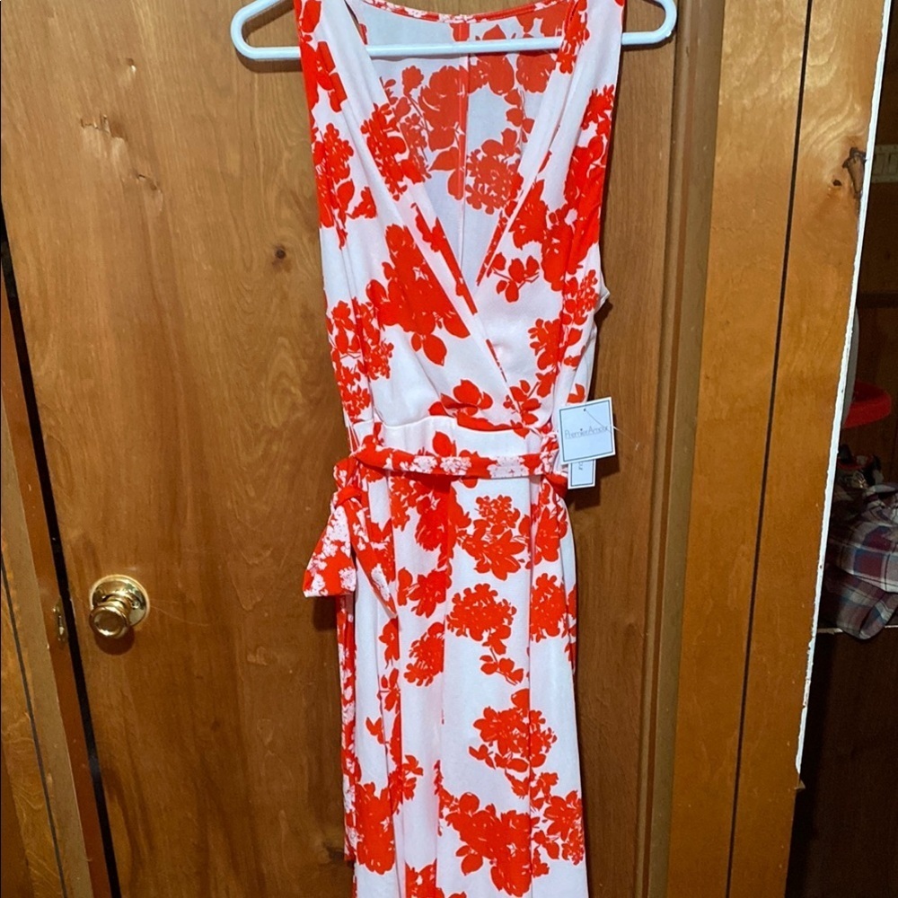 Premier Amour Red/White Sleeveless Size 12 Maxi Dress Summer Fall